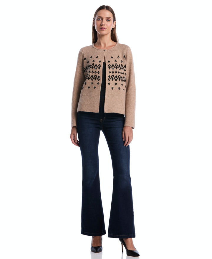 Argyle Open Cardigan Sweater (Oatmeal) 