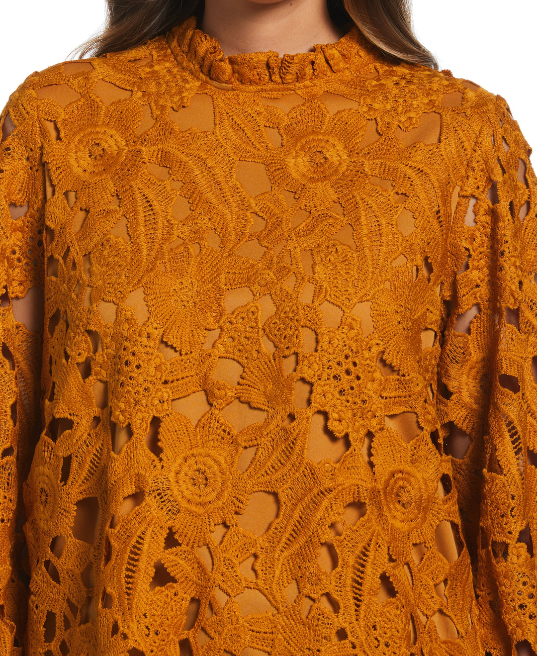3/4 Sleeve Lace Top (Buckthorn Brown)