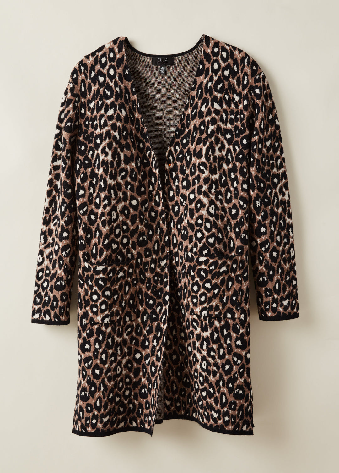 Animal Jacquard Pattern Sweater Coatigan (Black)