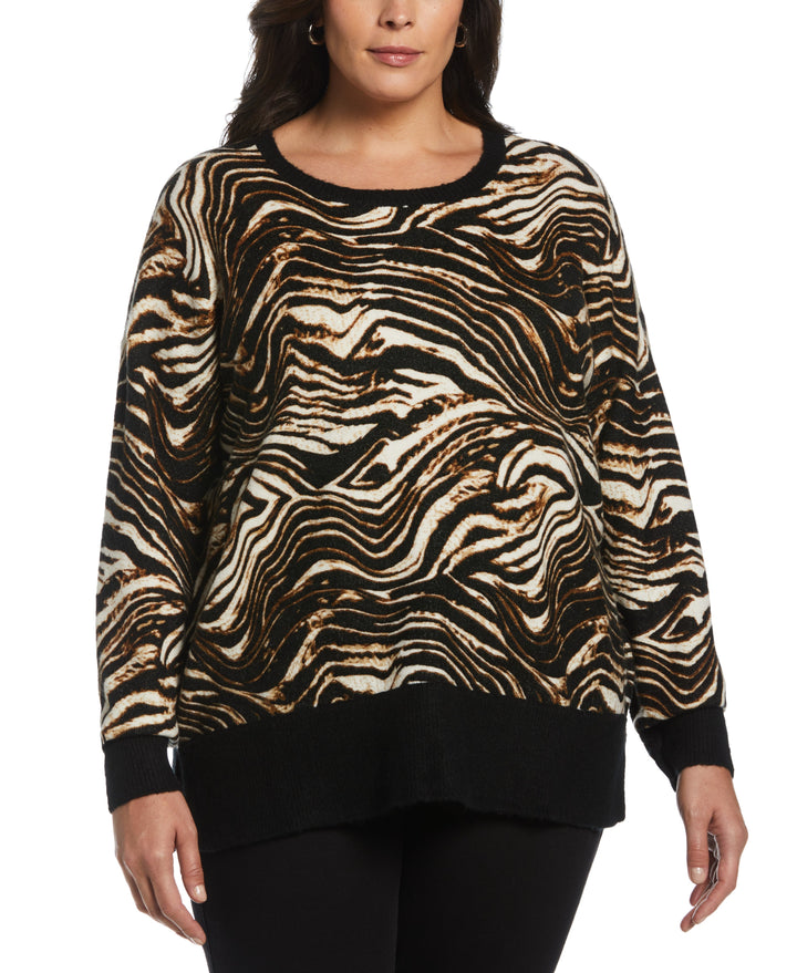 Animal Print Slouchy Sweater (Black) 