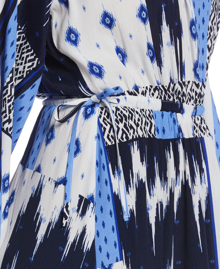 Batik Print Raglan Sleeve Handkerchief Dress (Dazzling Blue) 