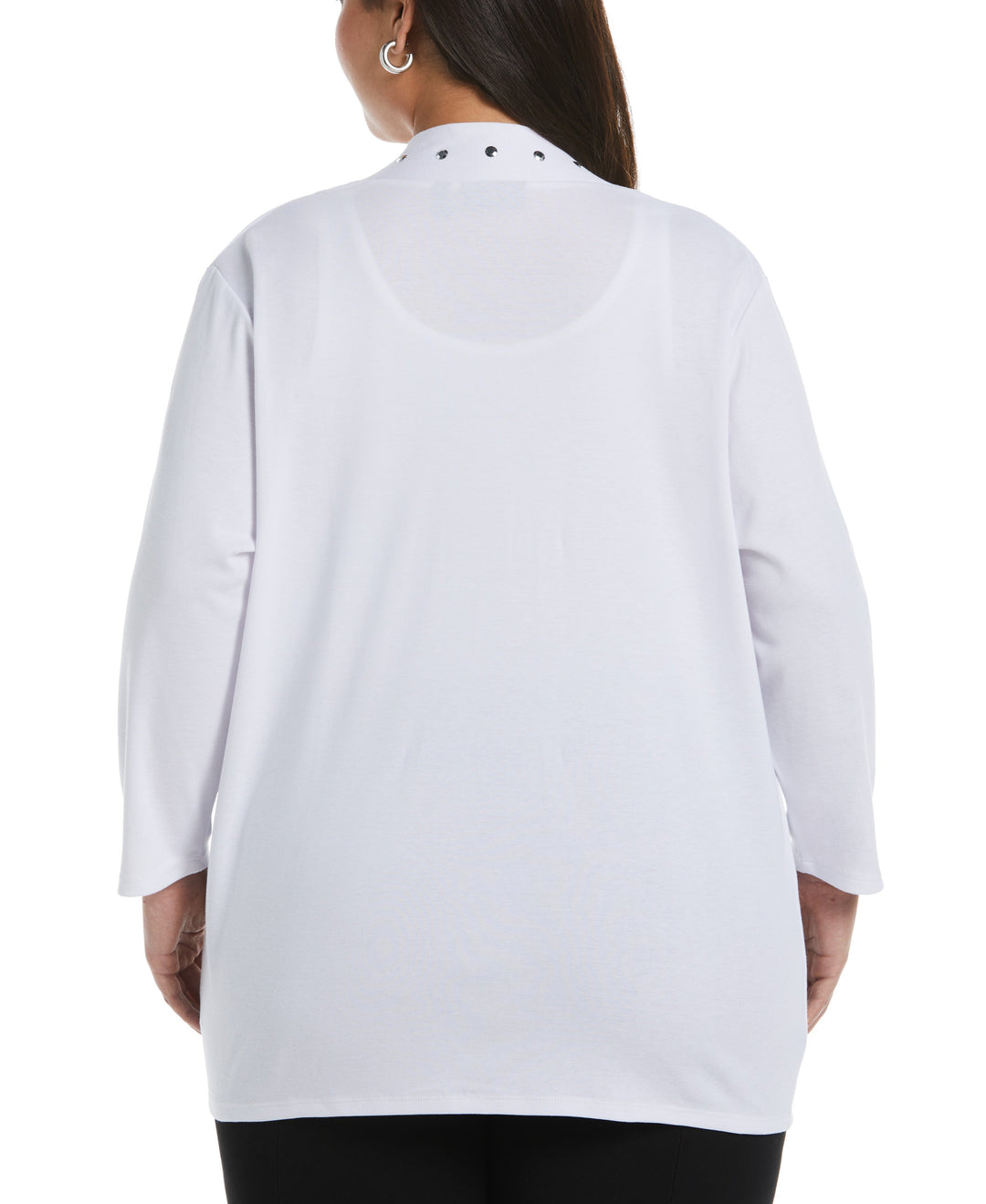 Cardigan Sweater with Hardware Trim (White) 