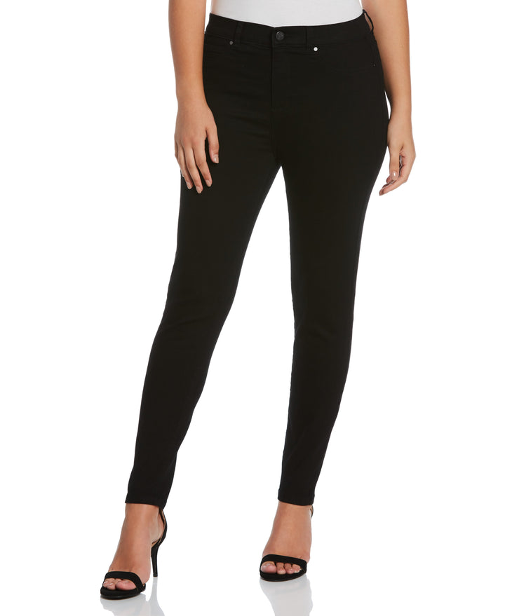 Fly Front Skinny Black Ankle Jean (Black) 