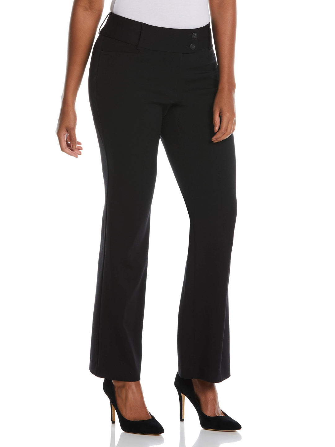 GABARDINE BOOTCUT PANT - CURVY FIT (Black)