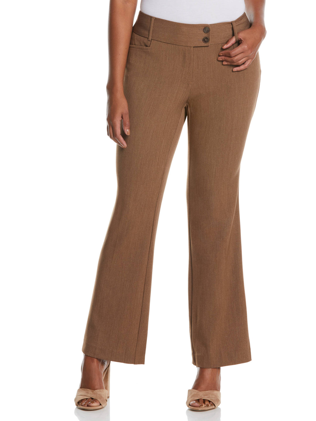 GABARDINE BOOTCUT PANT - CURVY FIT (Coffee Melange)