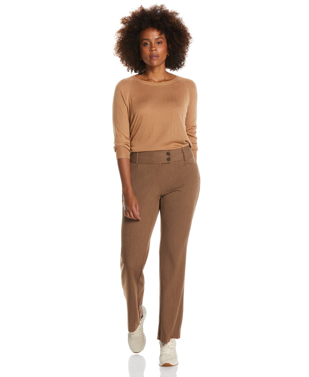 GABARDINE BOOTCUT PANT - CURVY FIT (Coffee Melange) 