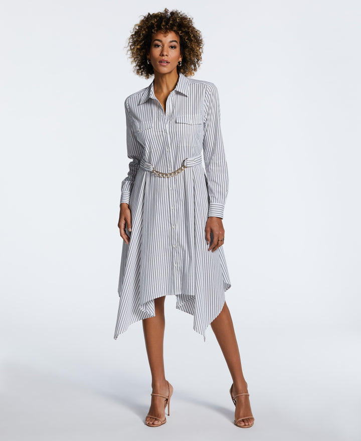 Handkerchief Dress with Chain Belt (Black) 