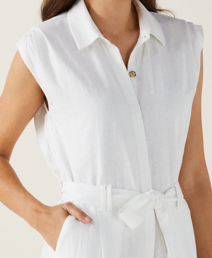 Linen Blend Jumpsuit (White) 