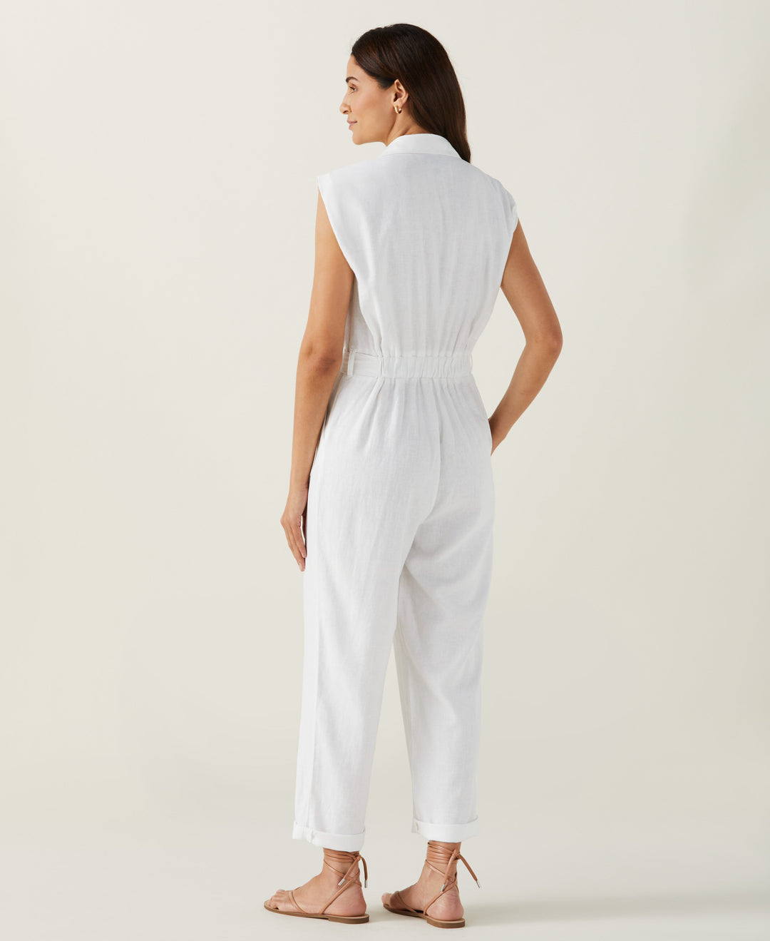 Linen Blend Jumpsuit (White) 