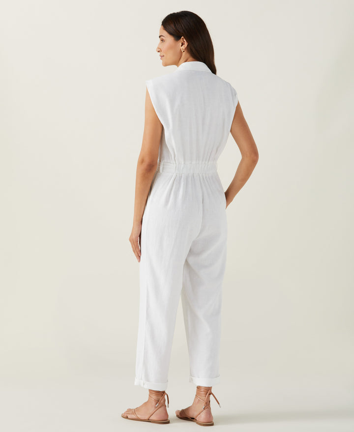 Linen Blend Jumpsuit (White) 