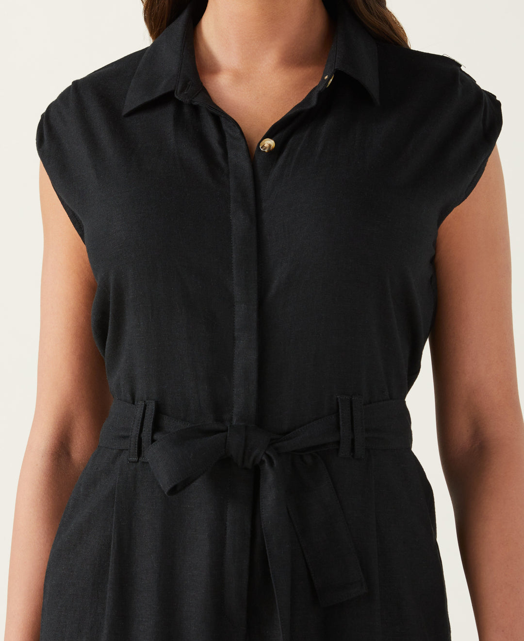 Linen Blend Jumpsuit (Black) 