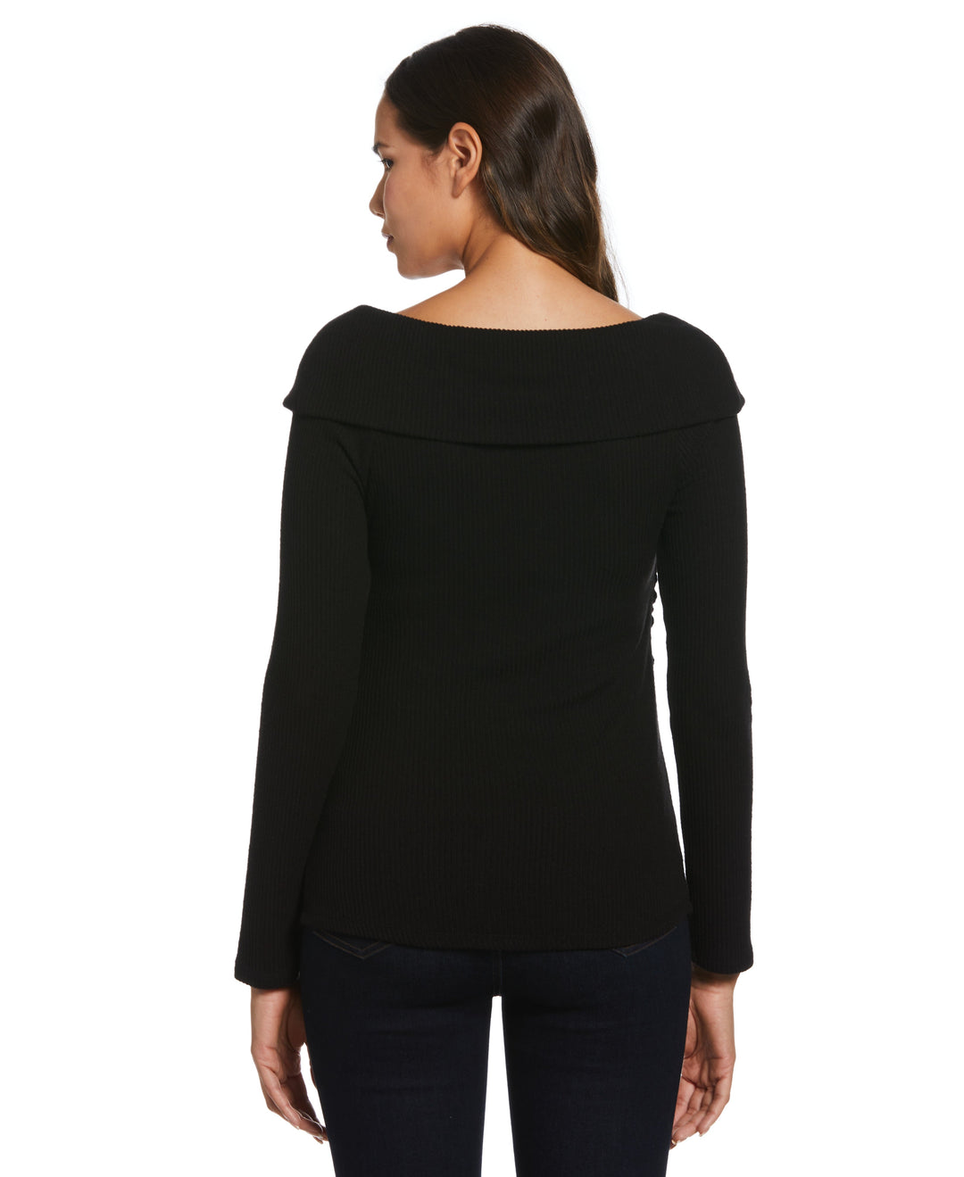 Marilyn Ribbed Crossover Top (Black) 