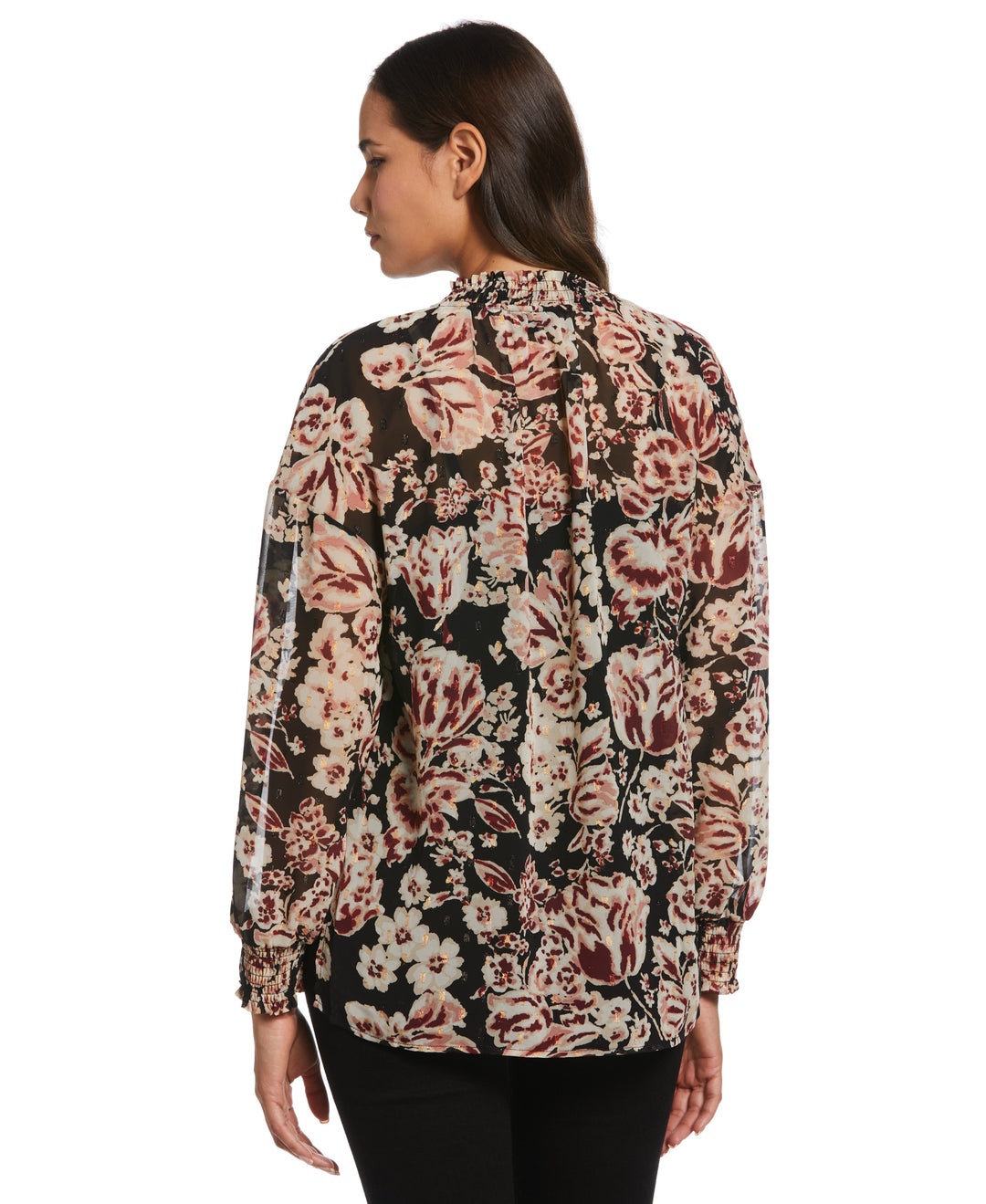 Metallic Blooms Print Shirt (Black) 