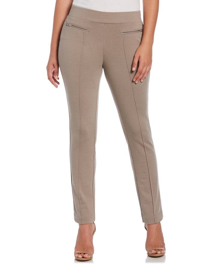PETITE PONTE KNIT SLIM LEG PANT - COMFORT FIT (Summer Straw) 