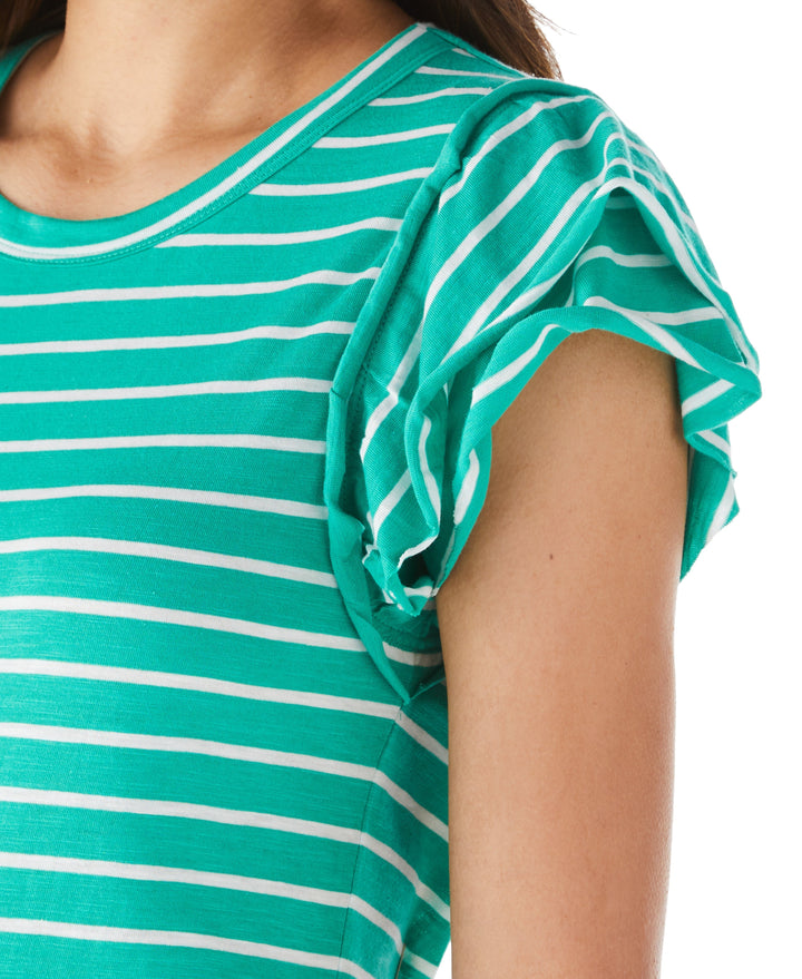 Stripe Ruffle Sleeve Tee (Simply Green) 