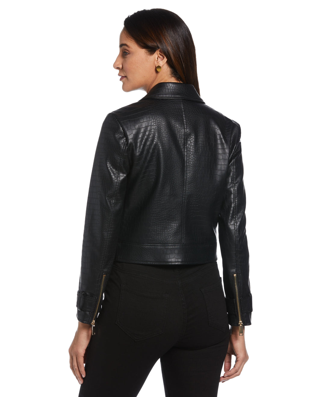 Faux Leather Moto Jacket (Black) 