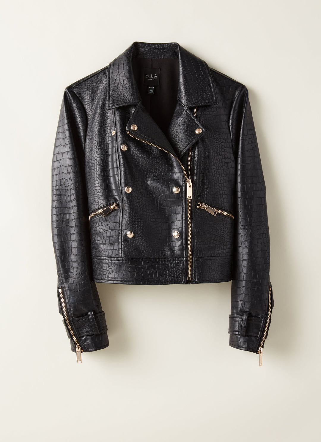 Faux Leather Moto Jacket (Black)