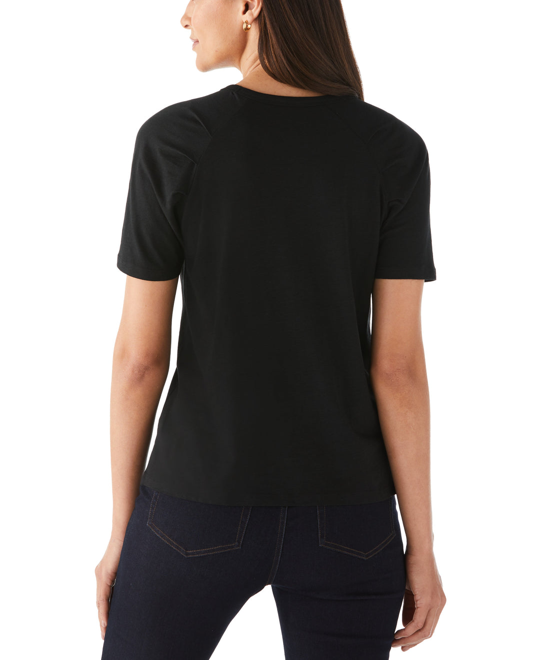 Pleated Raglan Sleeve Tee (Black)