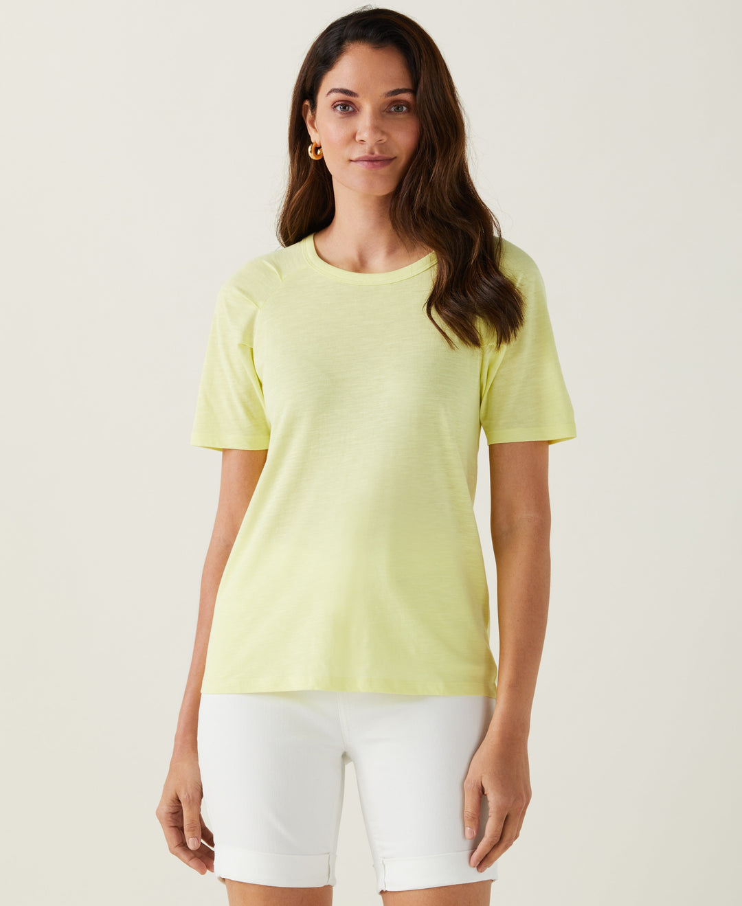 Pleated Raglan Sleeve Tee (Pale Lime Yellow) 