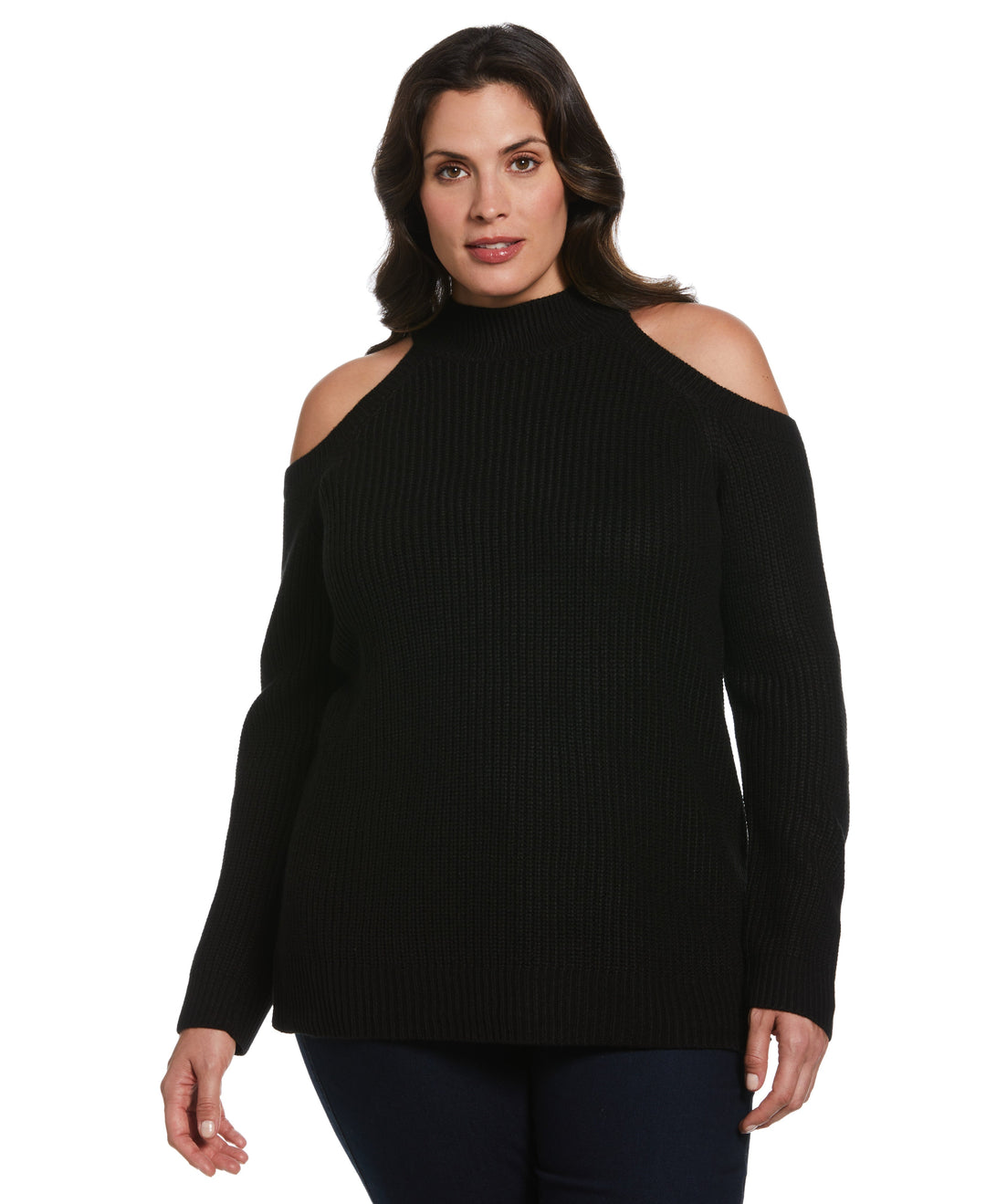 Cold Shoulder Sweater Tunic (Black) 