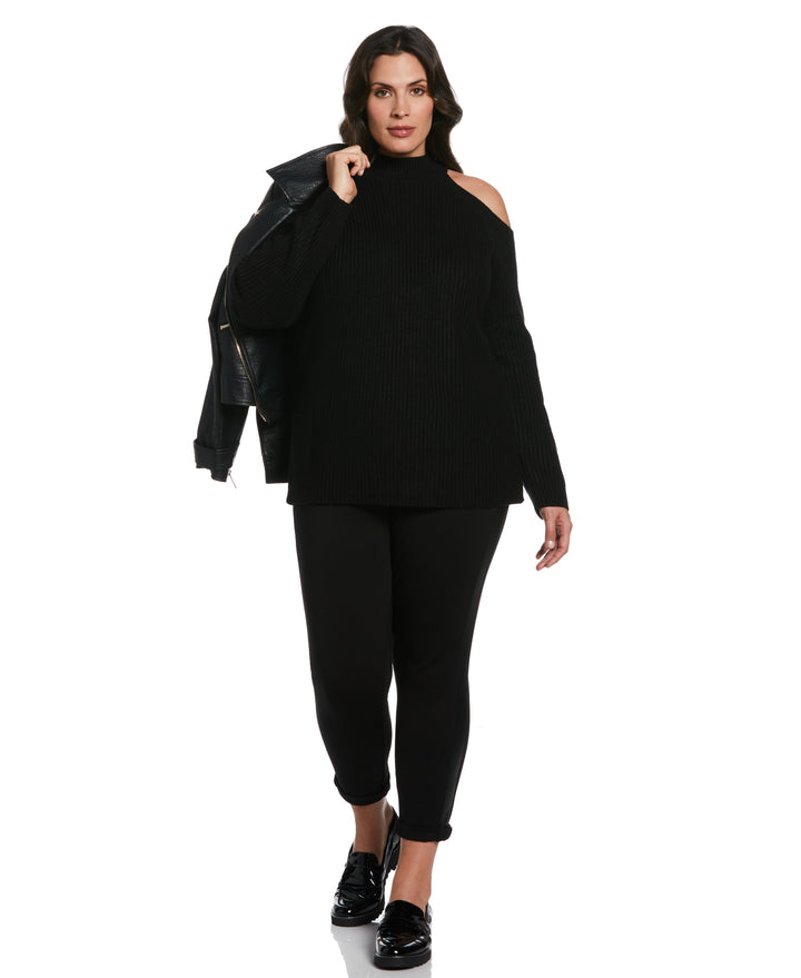 Cold Shoulder Sweater Tunic (Black) 