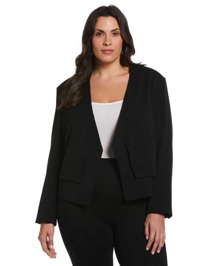 Cropped Angled Open Blazer (Black) 