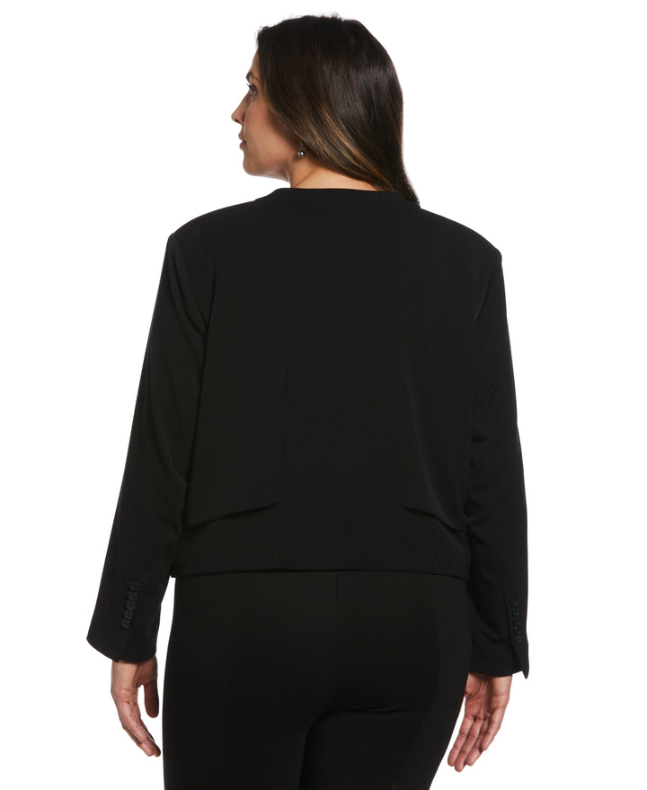 Cropped Angled Open Blazer (Black) 