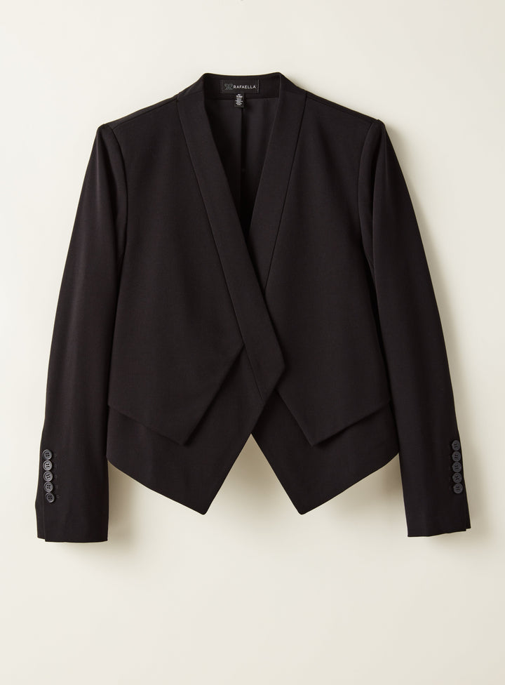 Cropped Angled Open Blazer (Black)
