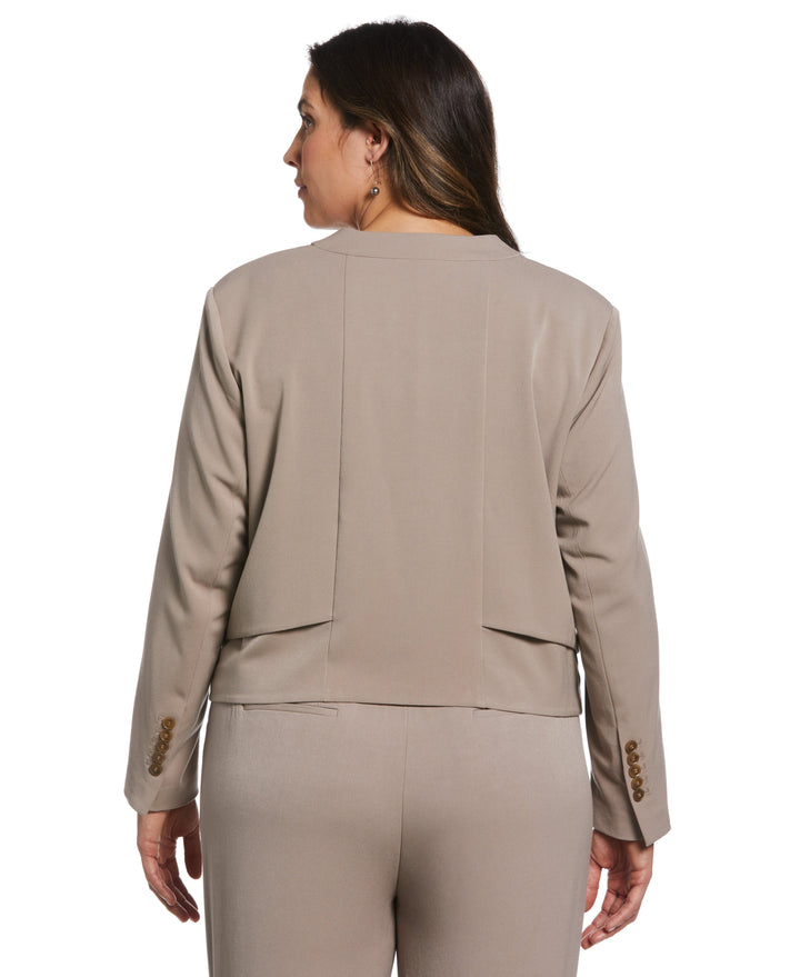 Cropped Angled Open Blazer (Summer Straw) 