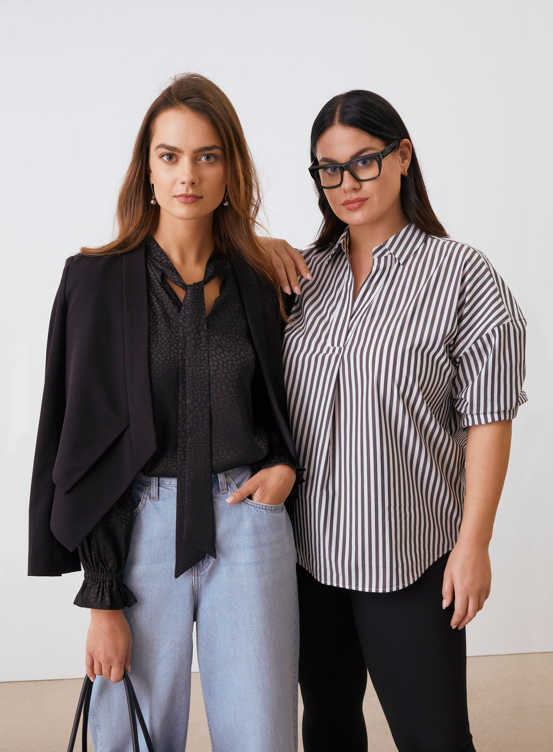 Cropped Angled Open Blazer (Black)