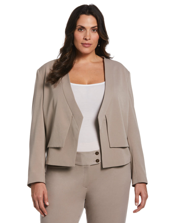 Cropped Angled Open Blazer (Summer Straw) 