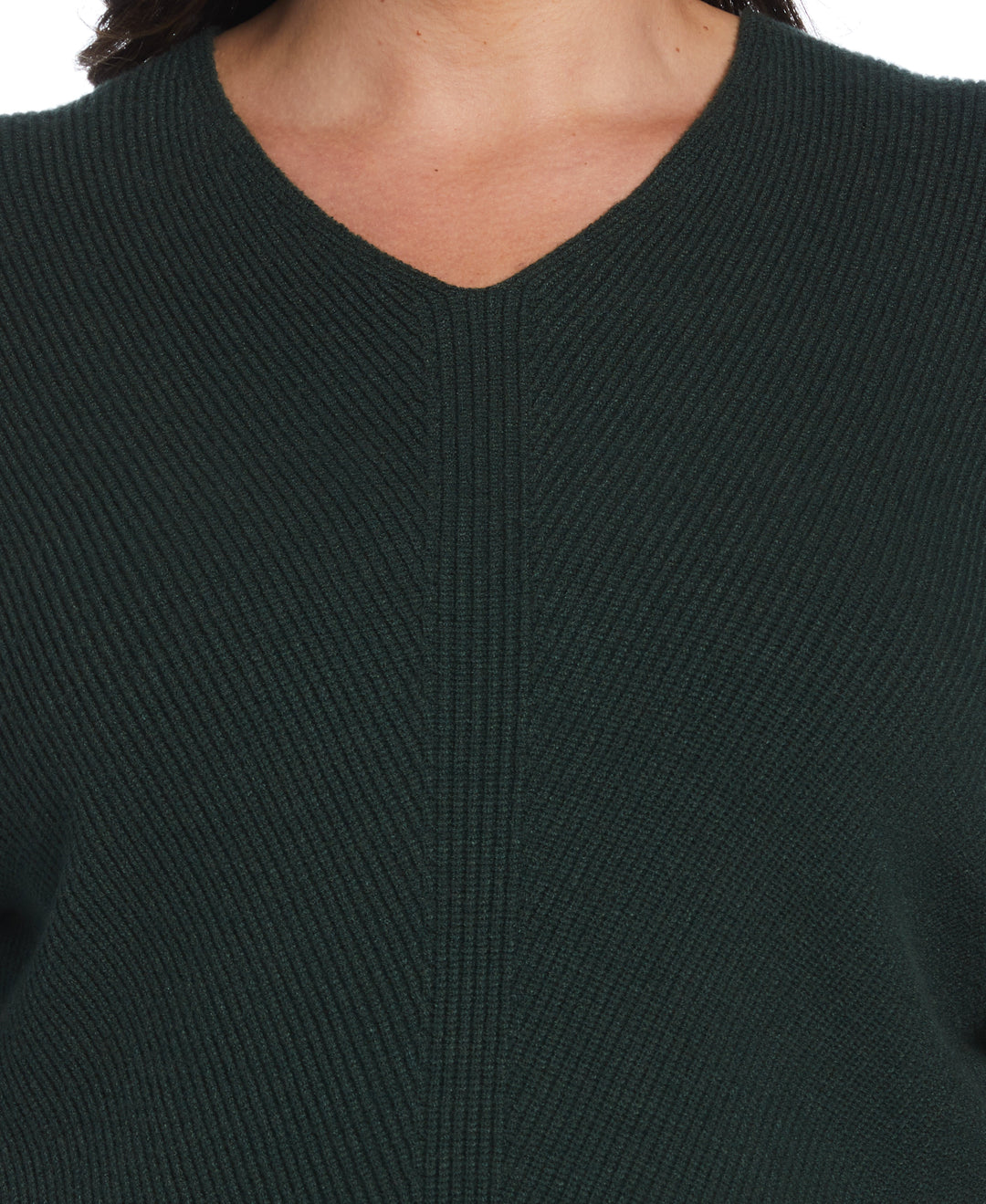 Essential Ribbed V-Neck Sweater (Envy) 