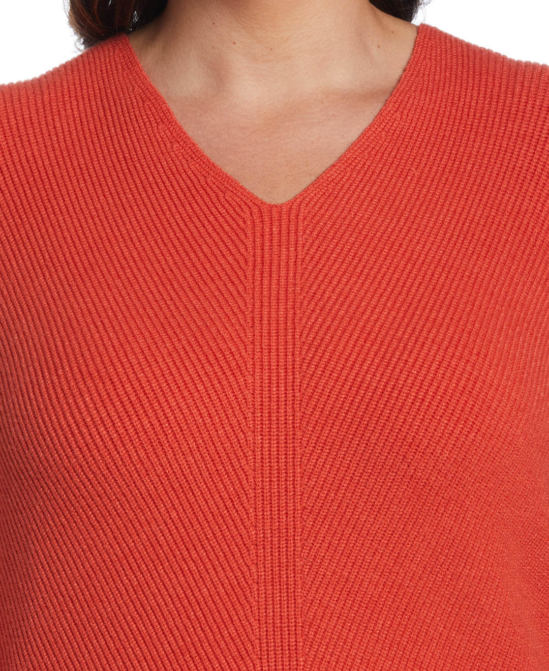 Essential Ribbed V-Neck Sweater (Sunrise) 