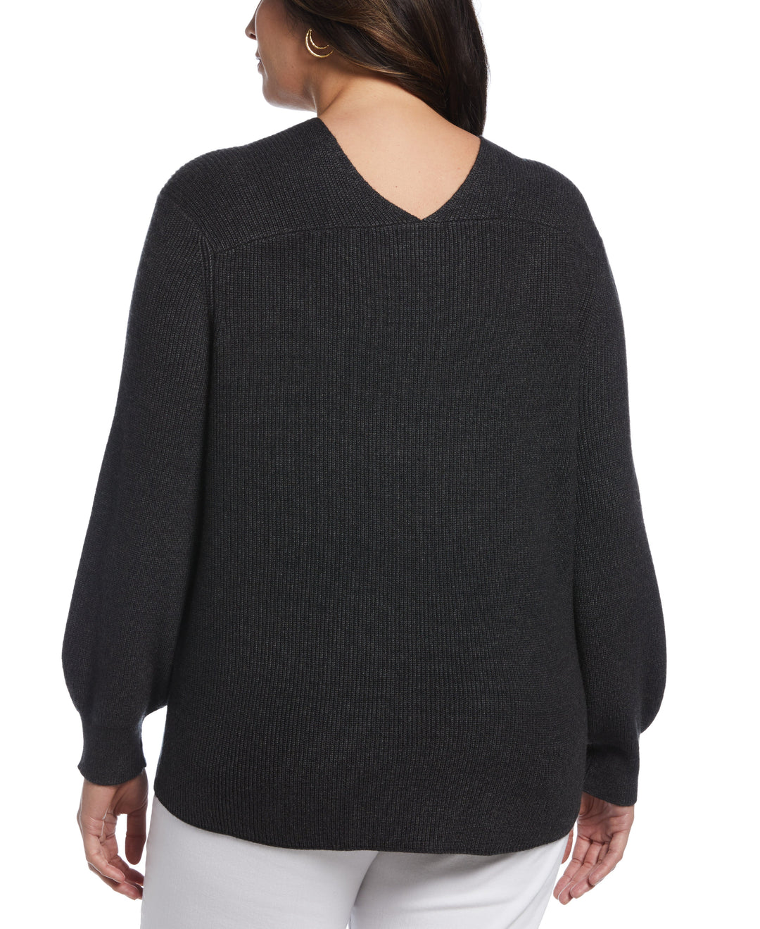 Essential Ribbed V-Neck Sweater (Phantom Heather) 