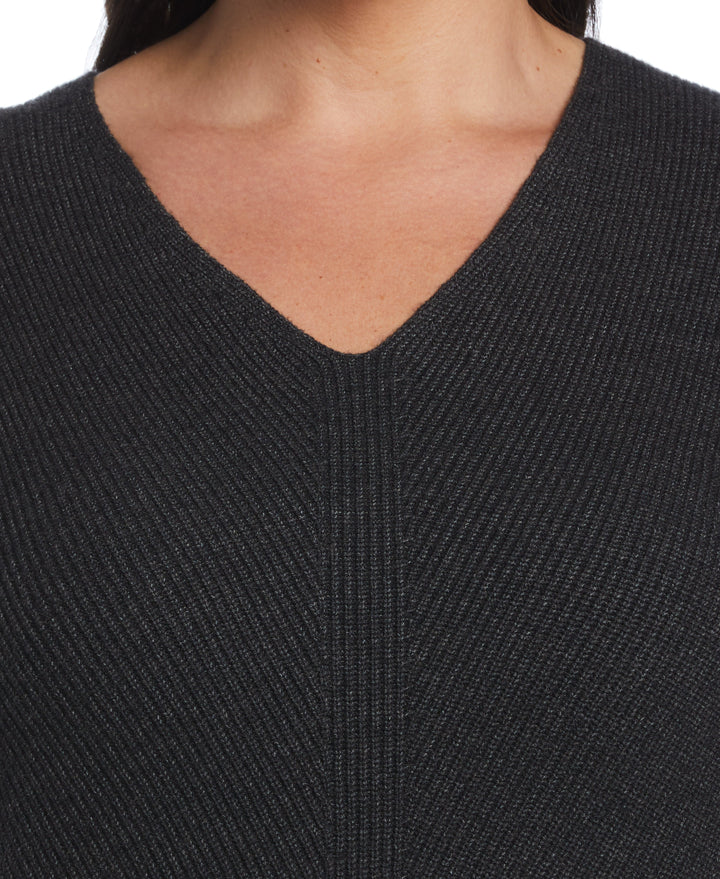 Essential Ribbed V-Neck Sweater (Phantom Heather) 