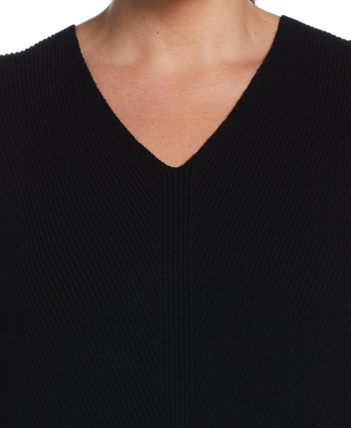 Essential Ribbed V-Neck Sweater (Black) 