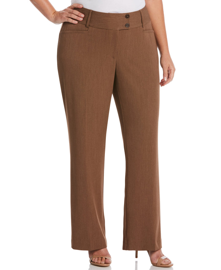 GABARDINE BOOTCUT PANT - CURVY FIT (Coffee Melange) 