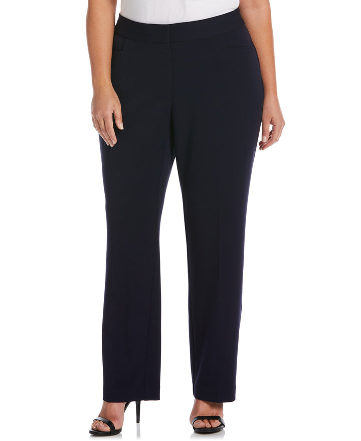 PLUS SIZE GABARDINE SLIM LEG PANT - CURVY FIT (Navy) 