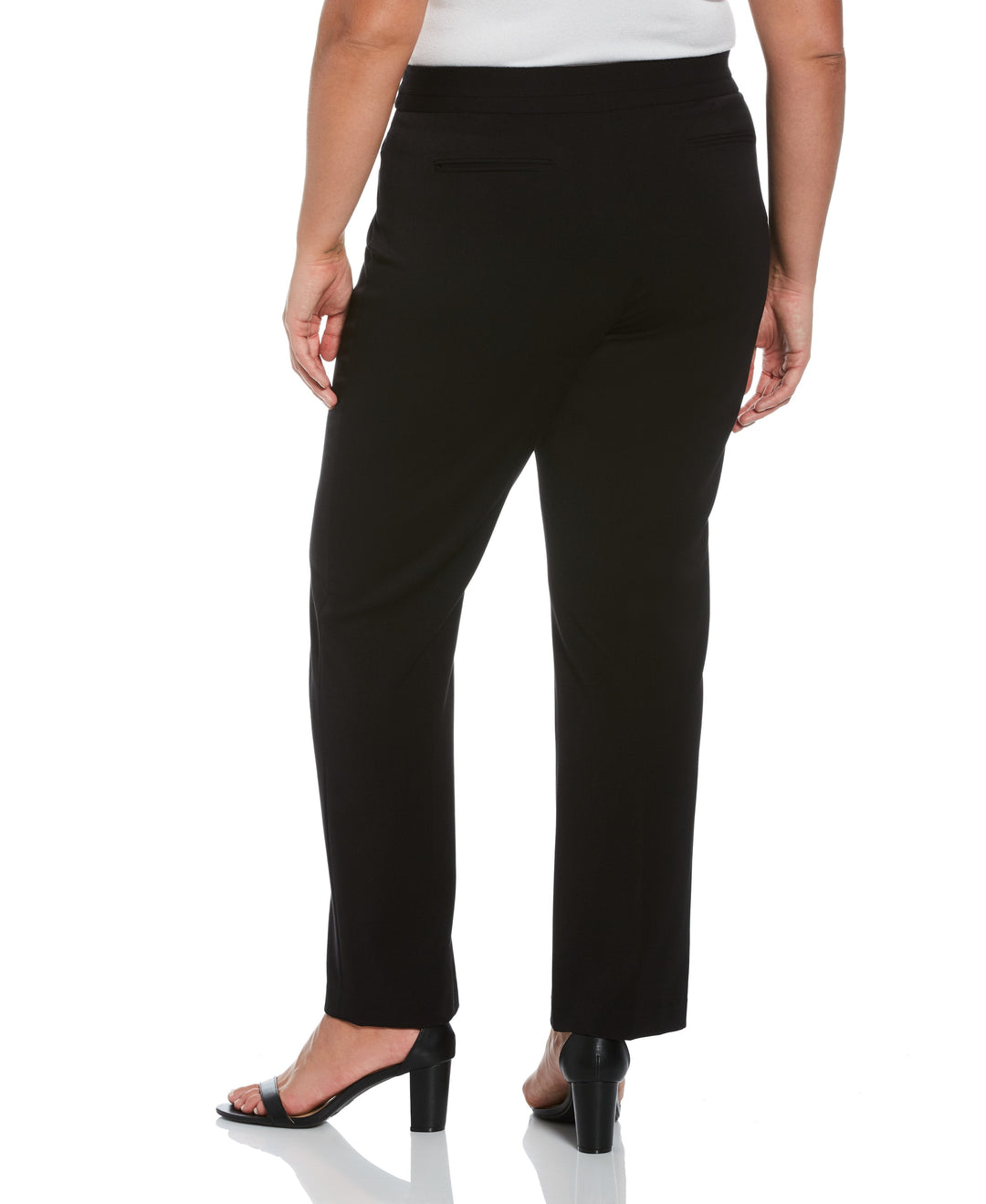 PLUS SIZE GABARDINE SLIM LEG PANT - CURVY FIT (Black) 