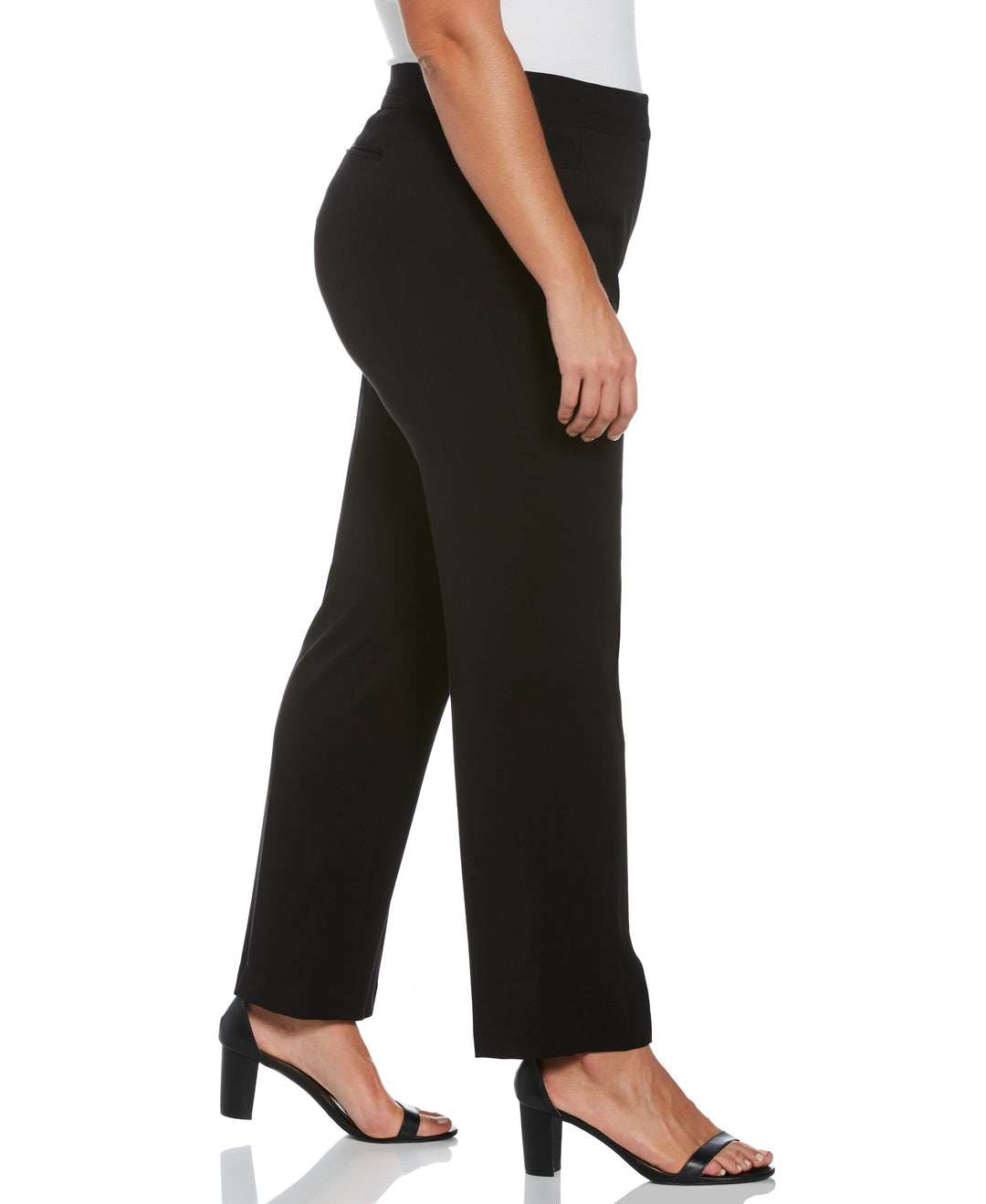 PLUS SIZE GABARDINE SLIM LEG PANT - CURVY FIT (Black) 