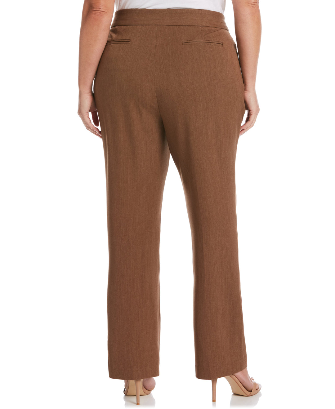 PLUS SIZE GABARDINE SLIM LEG PANT - CURVY FIT (Coffee Melange) 