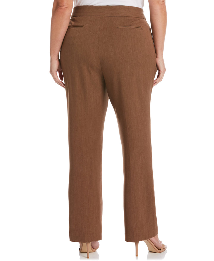 PLUS SIZE GABARDINE SLIM LEG PANT - CURVY FIT (Coffee Melange) 