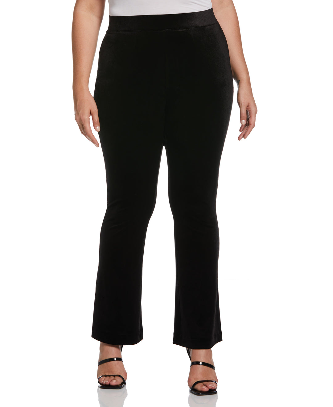 High Waist Velvet Boot Cut Pant (Black) 