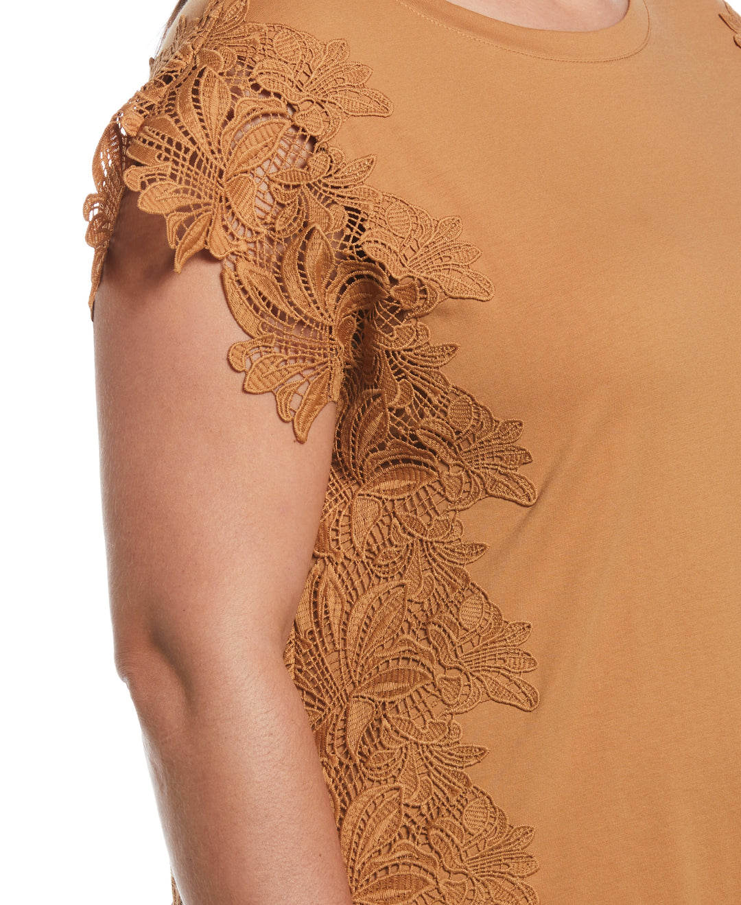 Knit Top with Lace Detail (Chipmunk) 