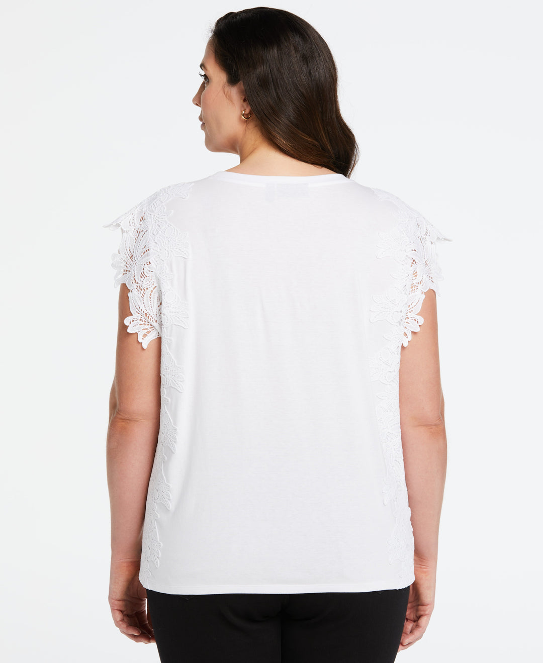 Knit Top with Lace Detail (White) 