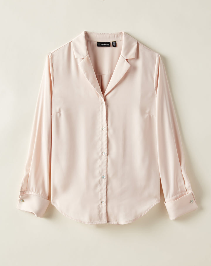 Notch Collar Silk Blouse (Shell)