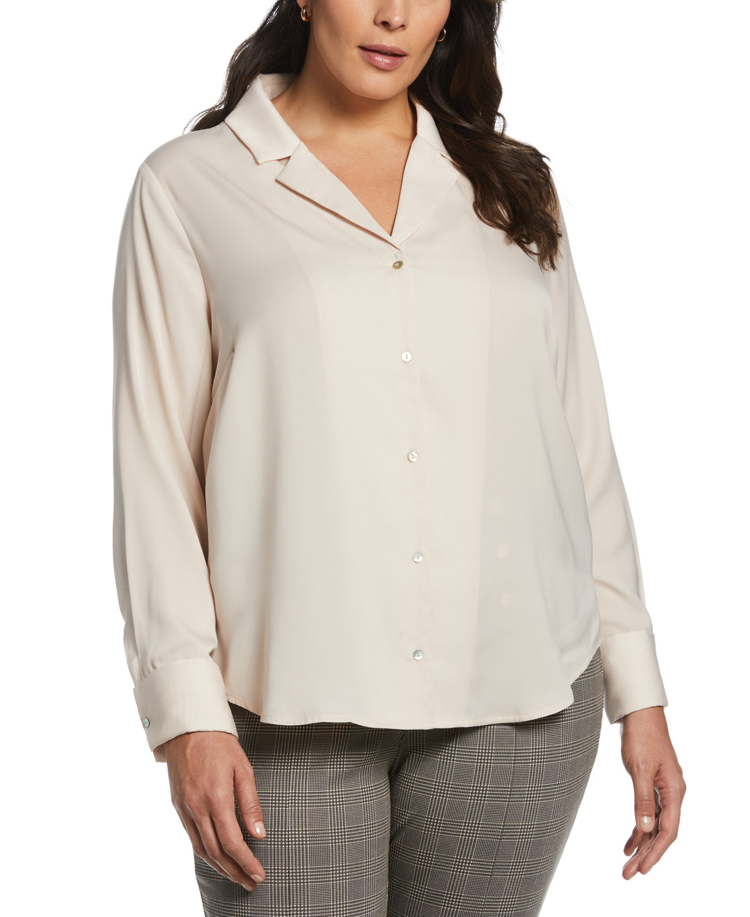 Notch Collar Silk Blouse (Shell) 