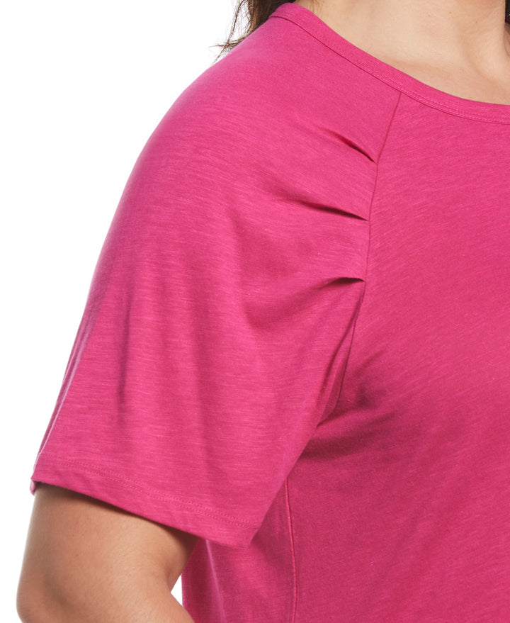 Pleated Raglan Sleeve Tee (Cosmo Pink) 
