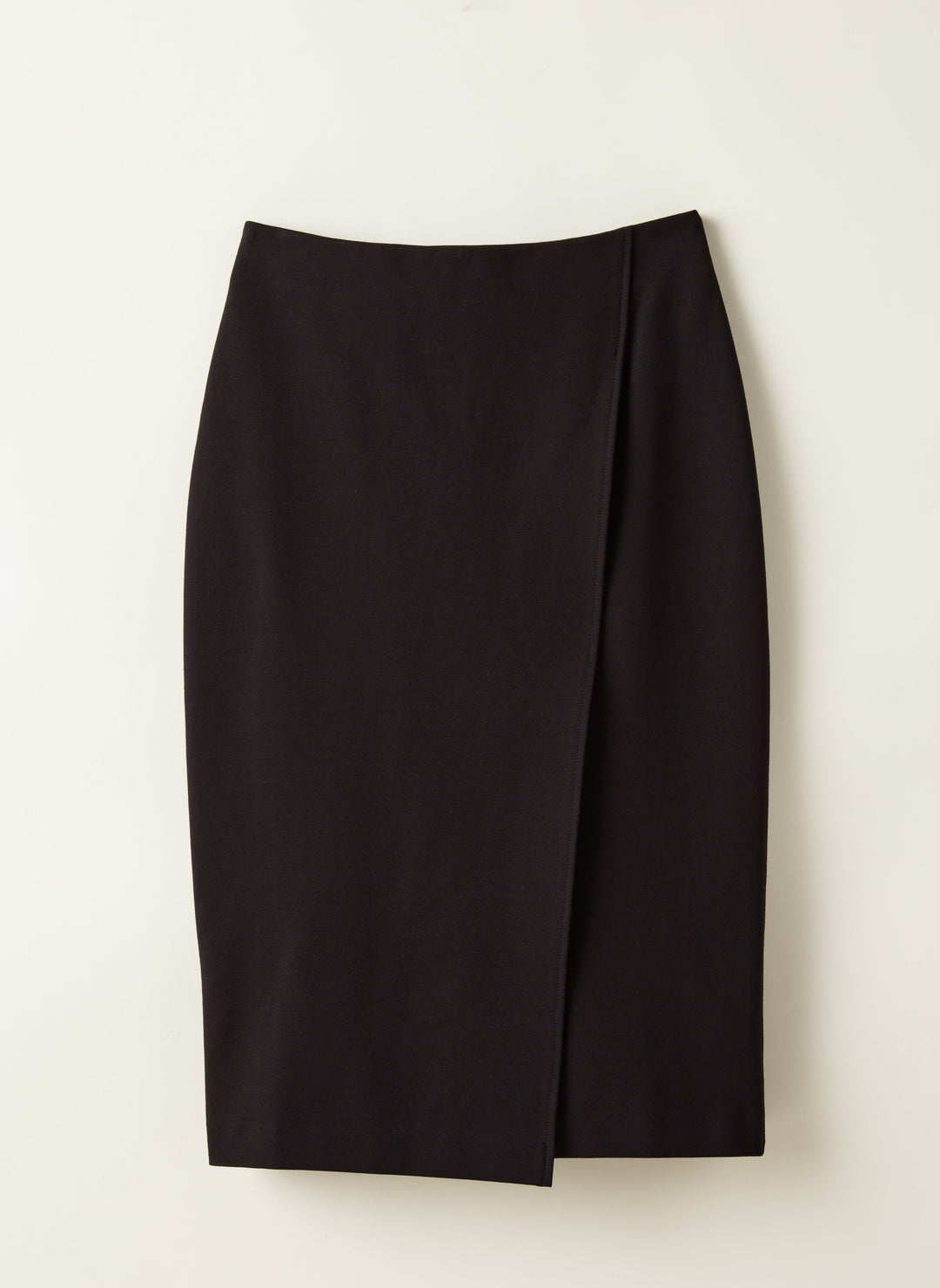 Ponte Asymmetrical Wrap Skirt (Black)