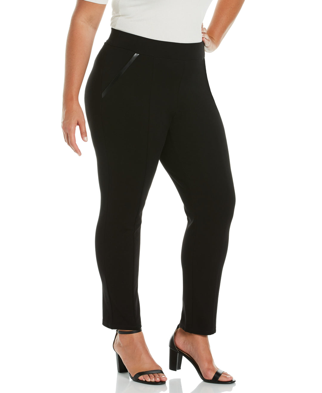 PLUS PONTE KNIT SLIM LEG PANT - COMFORT FIT (Black) 